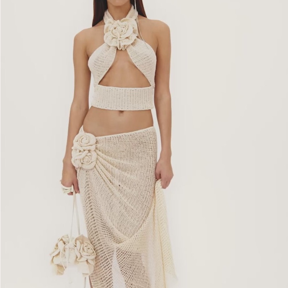 Crochet Wrap Halter Top and Skirt